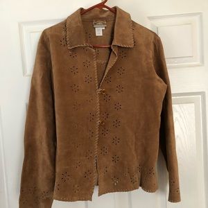 Coldwater Creek 100% Leather Jacket With Patterb